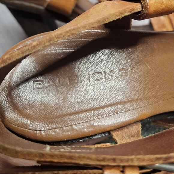 VTG 2003 Balenciaga Nicholas Ghesquière Runway Leather Strappy Heels, size 40 - Picture 10 of 11